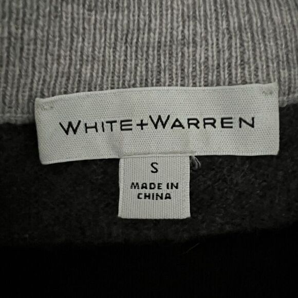 White + Warren Women's Sweater Size S 100% Cashmere Black Gray Color Block - Picture 2 of 7